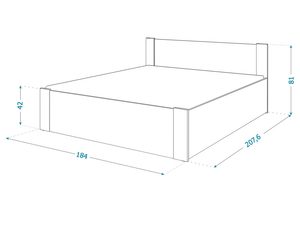 Miniaturka 16 - Łóżko 180 cm wymiary 184x207 cm rysunek techniczny