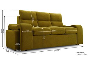 Miniaturka 18 - Schemat wymiarowy sofy trzyosobowej z podanymi wymiarami w centymetrach