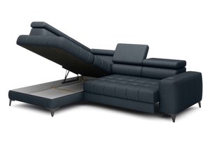 Miniaturka 18 - Grafitowy narożnik tapicerowany z otwartym pojemnikiem na pościel