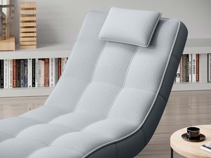 Miniaturka 8 - Szary szezlong detal pikowania i zagłówka tapicerowanego zbliżenie