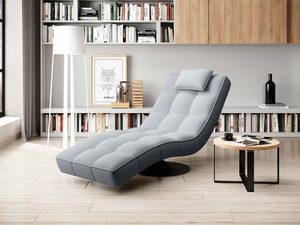 Miniaturka 6 - Szezlong relaksacyjny szary pikowany w aranżacji z biblioteką