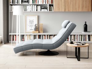 Miniaturka 7 - Szezlong relaksacyjny szary pikowany perspektywa boczna salon