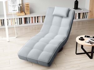 Miniaturka 9 - Szezlong relaksacyjny szary pikowany w aranżacji z biblioteką widok