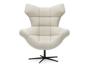 Miniaturka 18 - Kremowy fotel obrotowy boucle pikowany widok frontalny