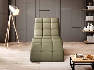 Miniaturka 10 - Oliwkowy szezlong pikowany w nowoczesnym wnętrzu widok frontalny