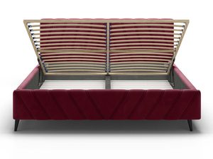 Miniaturka 3 - Bordowe łóżko z pojemnikiem na pościel otwarty stelaż widoczny