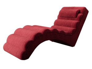 Miniaturka 5 - Bordowy szezlong tapicerowany z zagłówkiem perspektywa