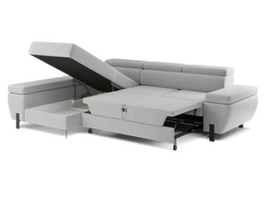 Miniaturka 4 - Szary narożnik tapicerowany z funkcją spania i pojemnikiem widok