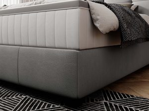 Miniaturka 6 - Łóżko szare detal tapicerowanej ramy i podstawy zbliżenie