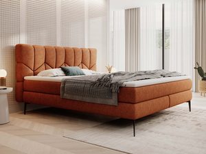 Miniaturka 7 - Łóżko kontynentalne ceglane tapicerowane z zagłówkiem w sypialni