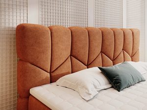 Miniaturka 6 - Łóżko ceglane tapicerowane detal zagłówka dekoracyjnego w aranżacji