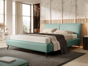 Miniaturka 6 - Łóżko tapicerowane miętowe minimalistyczne w aranżacji sypialni