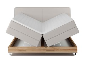 Miniaturka 2 - Łóżko kontynentalne kremowe z otwartym pojemnikiem widok frontalny