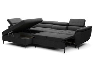 Miniaturka 1 - Grafitowy narożnik z funkcją spania i pojemnikiem otwarte schowki