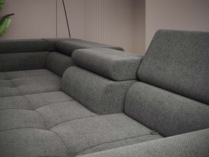 Miniaturka 2 - Grafitowy narożnik detal pikowanego siedziska i zagłówków zbliżenie