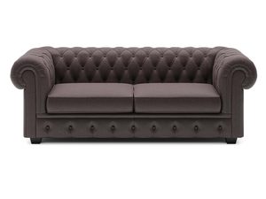 Miniaturka 6 - Sofa Chesterfield brązowa welurowa trzyosobowa widok frontalny