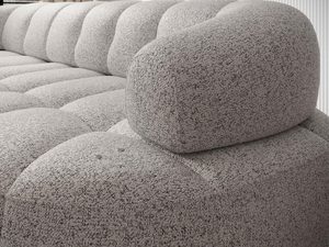 Miniaturka 3 - Narożnik boucle detal podłokietnika i pikowania splot tkaniny zbliżenie