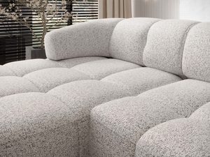 Miniaturka 2 - Narożnik tapicerowany detal tkaniny boucle biało-szara struktura