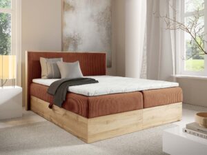 Miniaturka 13 - Ceglaste łóżko z drewnianą ramą w nowoczesnej sypialni