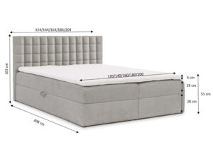 Miniaturka 10 - Schemat wymiarów łóżka tapicerowanego z pojemnikiem