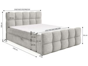Miniaturka 10 - Schemat wymiarów łóżka tapicerowanego z pojemnikiem