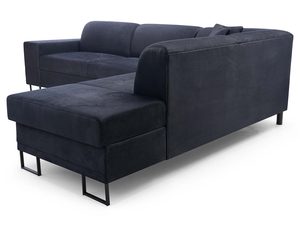 Miniaturka 5 - Granatowy narożnik tapicerowany w kształcie L tył konstrukcja