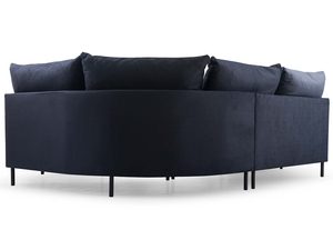 Miniaturka 5 - Narożnik tapicerowany granatowy zaokrąglony tył konstrukcja oparcie