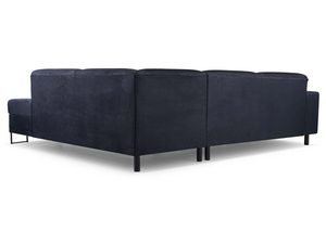 Miniaturka 2 - Narożnik tapicerowany granatowy w kształcie L tył konstrukcja oparcie