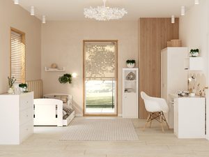 Miniaturka 7 - Zestaw mebli dziecięcych białych w nowoczesnym pokoju dziewczynki aranżacja