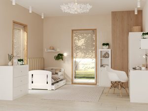 Miniaturka 11 - Zestaw mebli dziecięcych białych z łóżkiem i biurkiem aranżacja