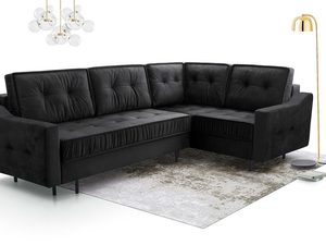 Miniaturka 28 - Grafitowy narożnik prawy tapicerowany z wysokimi oparciami