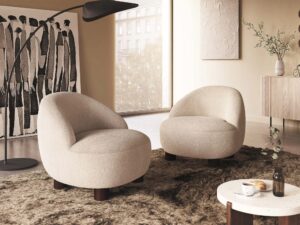 Miniaturka 4 - Fotel ergonomiczny tapicerowany drewniane nogi Mixa