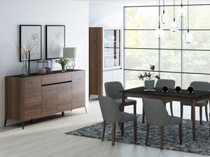 Miniaturka 2 - Zestaw mebli orzechowych w jadalni stół krzesła komoda witryna aranżacja