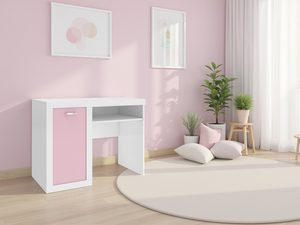 Miniaturka 6 - Biurko dziecięce biało-różowe z półką i szafką w pokoju dziewczynki