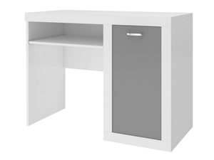 Miniaturka 1 - Białe biurko dziecięce z szarą szafką i półką perspektywa
