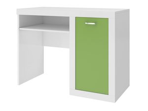 Miniaturka 2 - Biurko dziecięce białe z zieloną szafką i półką perspektywa