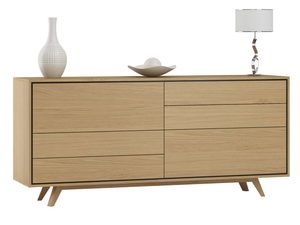 Miniaturka 2 - Komoda dębowa jasna z sześcioma szufladami na skośnych nogach dekoracje