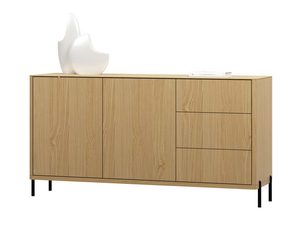 Miniaturka 5 - Komoda dębowa duża z drzwiczkami i trzema szufladami na metalowych nogach