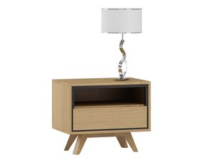 Miniaturka 2 - Szafka nocna dębowa jasna z szufladą i półką na skośnych nogach