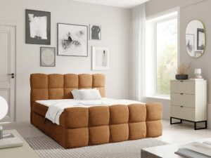 Miniaturka 18 - Łóżko tapicerowane brązowe z wysokim zagłówkiem