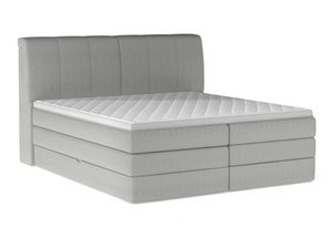 Miniaturka 1 - Szare łóżko kontynentalne prążkowane z zagłówkiem perspektywa