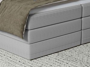 Miniaturka 4 - Łóżko kontynentalne szare prążkowane detal ramy zbliżenie