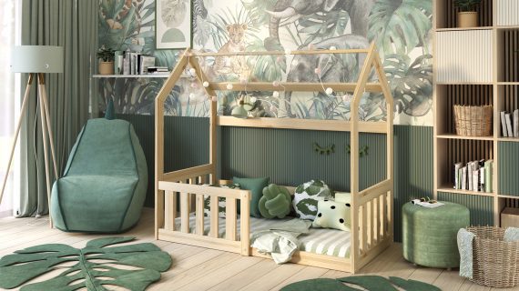 Miniaturka 1 - Drewniane łóżko domek Coco 160×80 dla dziecka