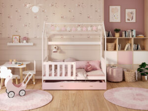 Miniaturka 19 - Łóżko domek ze schowkiem i barierką Bella