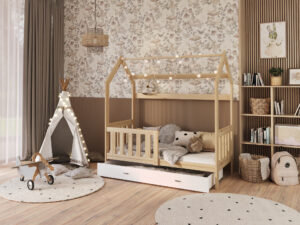 Miniaturka 16 - Łóżko domek ze schowkiem i barierką Bella