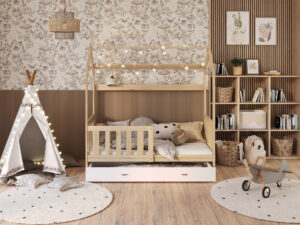 Miniaturka 17 - Łóżko domek ze schowkiem i barierką Bella