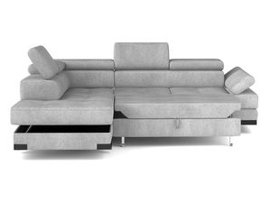 Miniaturka 11 - Narożnik szary tapicerowany z funkcją spania i pojemnikiem widok