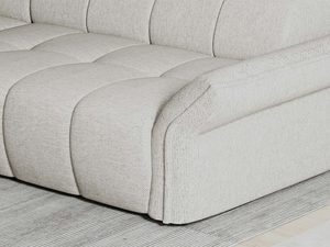 Miniaturka 7 - Narożnik jasnoszary detal tapicerki i podłokietnika splot tkaniny