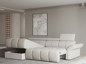 Miniaturka 5 - Narożnik tapicerowany jasnoszary z otwartym pojemnikiem w aranżacji