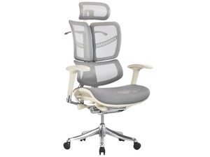 Miniaturka 5 - Fotel biurowy ergonomiczny szary siatkowy z zagłówkiem perspektywa